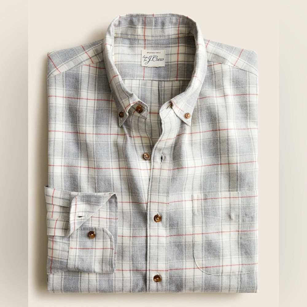J. Crew Gray and Red Plaid Button Down Shirt 100% cotton